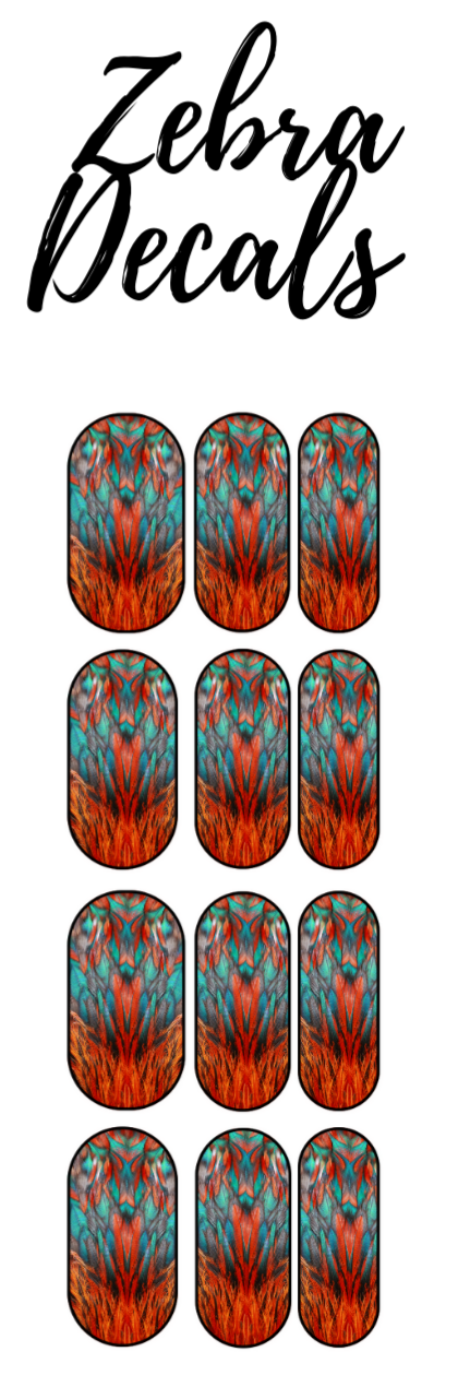 ZGN NAIL ART: Nail Waterslide Nail Wrap Decals - RED FEATHER
