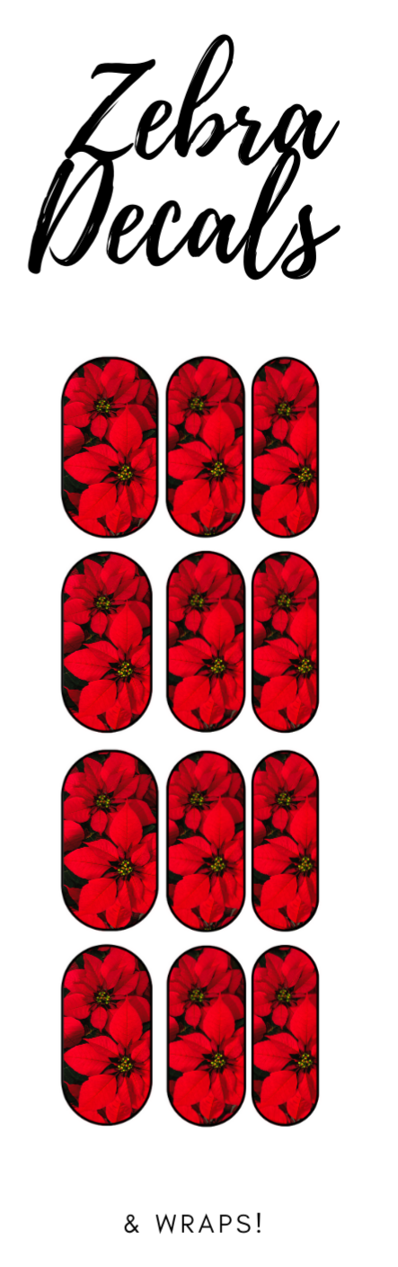 ZGN NAIL ART: Nail Waterslide Nail Wrap Decals - POINSETTIAS red