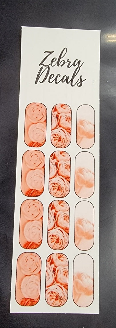 ZGN NAIL ART: Nail Waterslide Nail Wrap Decals - CORAL FLOWERS 1