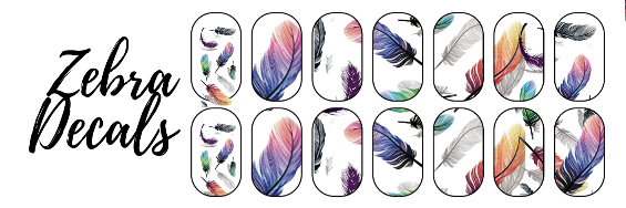 ZGN NAIL ART: WS73 Nail Waterslide Nail Wrap Decals - FEATHERS 1